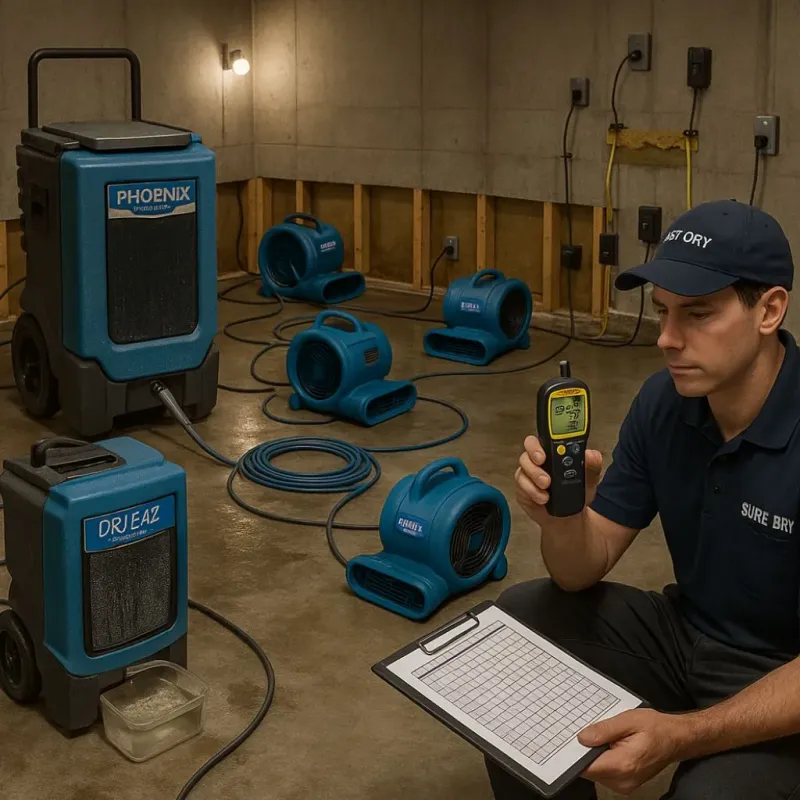 Structural Drying and Dehumidification process in Unicoi County, TN